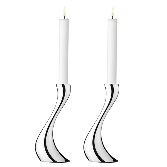 Georg Jensen Cobra Candleholder With Candles Set of 2, Medium
