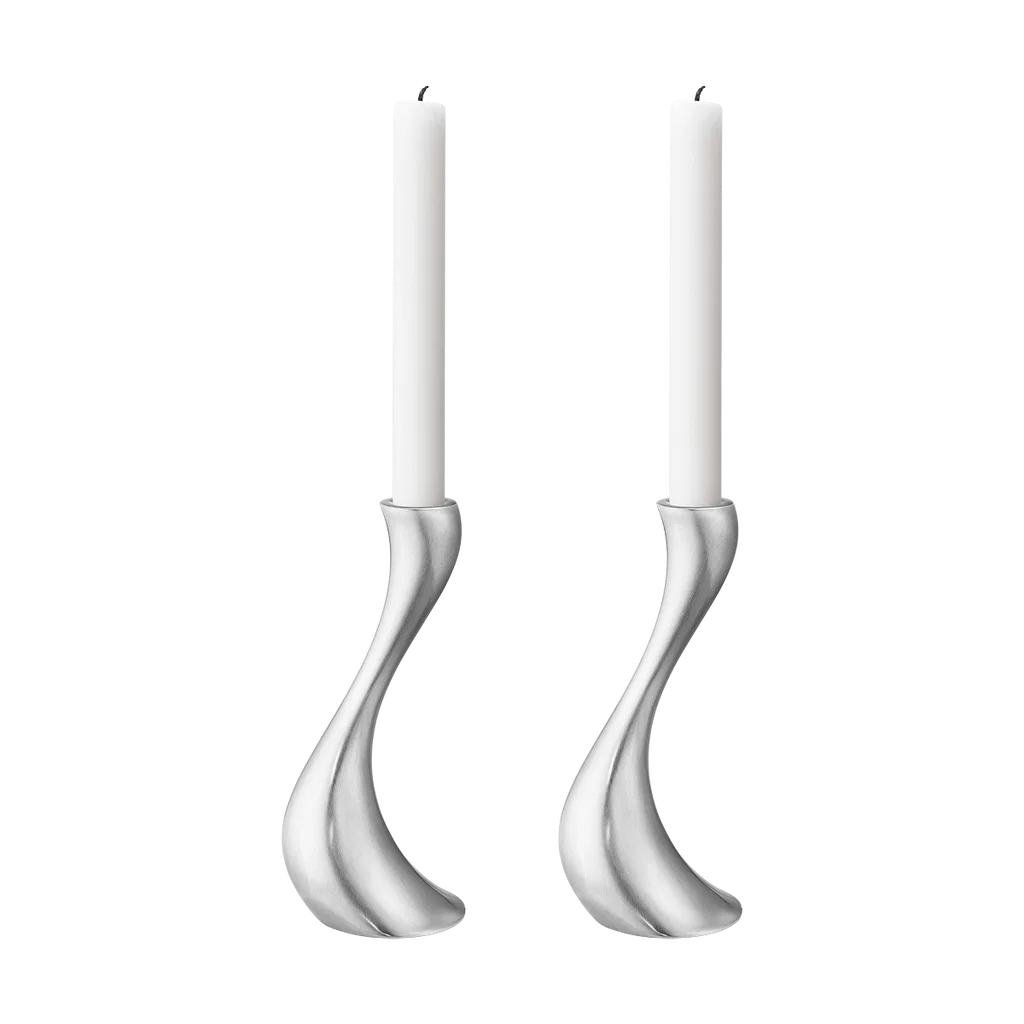 Georg Jensen Cobra Candleholder Set of 2, Medium - Matte