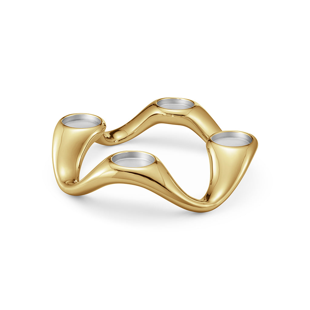 Georg Jensen Cobra Gold Round Candle Holder