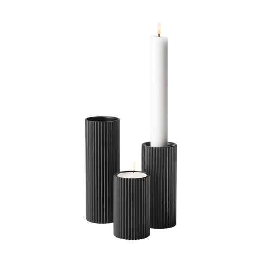 Georg Jensen Bernadotte Black Tea light/Taper Candle Holder Set of 3
