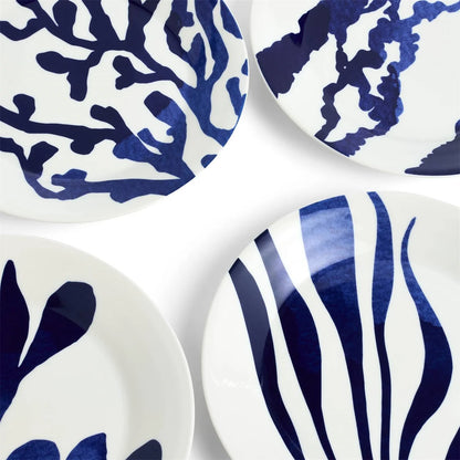 Royal Doulton Pacific Blue Plate 24cm Mixed Patterns Blue Set of 4