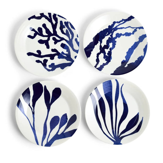 Royal Doulton Pacific Blue Plate 24cm Mixed Patterns Blue Set of 4