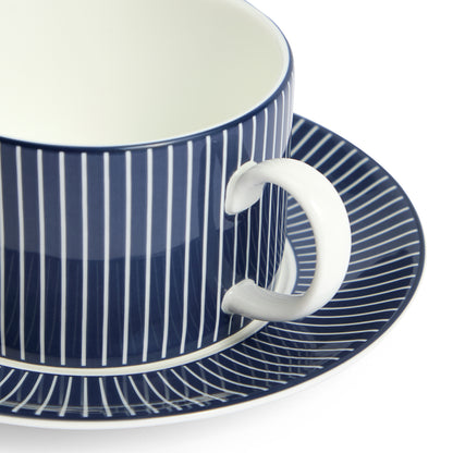 Wedgwood Gio Pinstripe Teacup and Saucer Blue