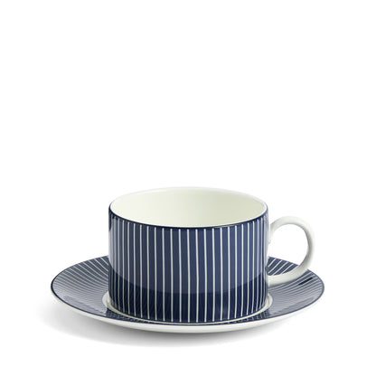 Wedgwood Gio Pinstripe Teacup and Saucer Blue