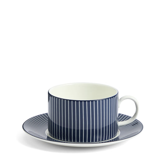 Wedgwood Gio Pinstripe Teacup and Saucer Blue