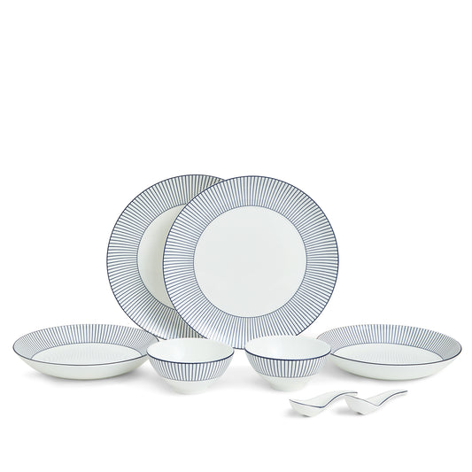 Wedgwood Gio Pinstripe Dinner Set of 8 White