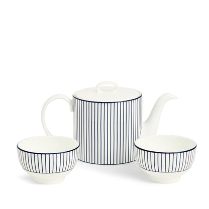 Wedgwood Gio Pinstripe Teapot and Bowl Set White