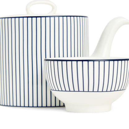 Wedgwood Gio Pinstripe Teapot and Bowl Set White