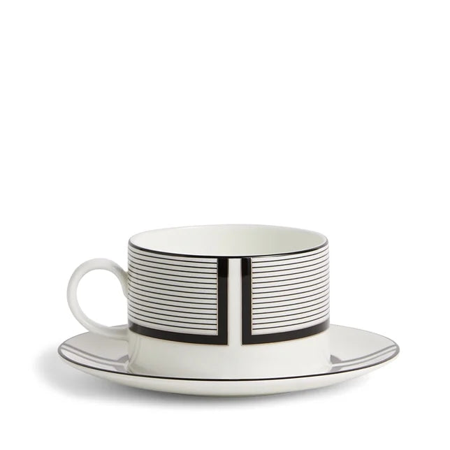 Wedgwood Vera Wang Luxe Graphite Teacup Saucer V1