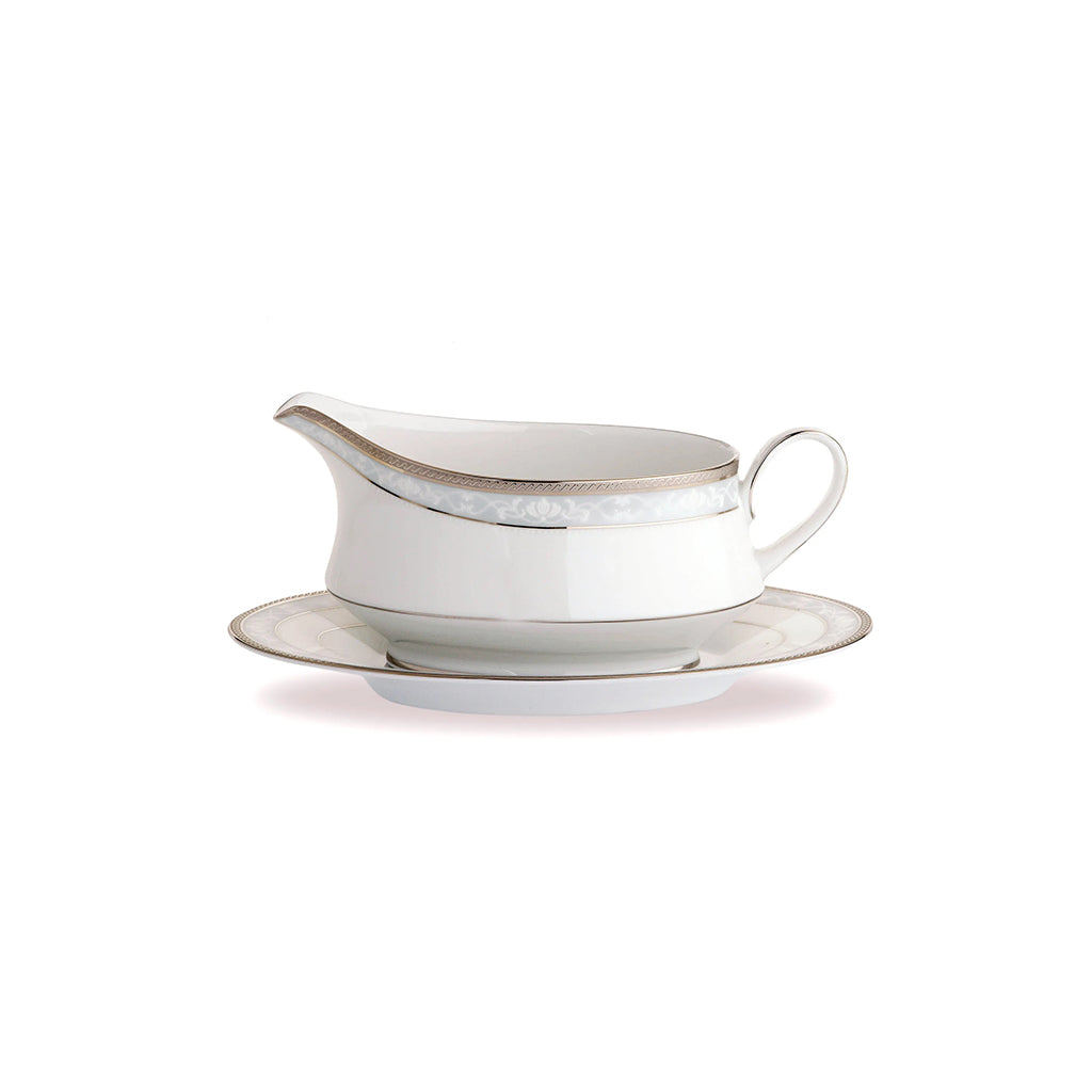 Noritake Hampshire Platinum Gravy Boat with Tray