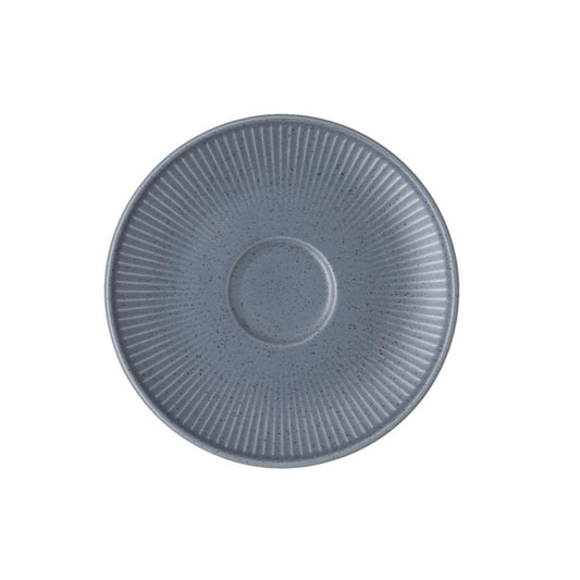 Blue ceramic saucer on a white background