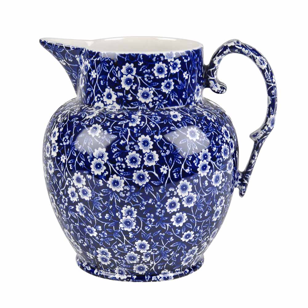 Burleigh Blue Calico Etruscan Jug Large 2.2 litre / 4pt