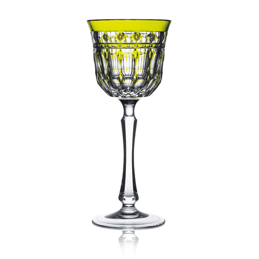 Varga Crystal Barcelona Yellow-Green White Wine Glass