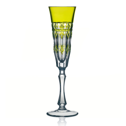 Varga Crystal Barcelona Yellow-Green Champagne Flute