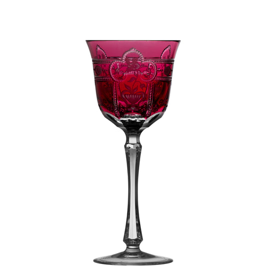 Varga Crystal Imperial Raspberry White Wine Glass Pressed Stem