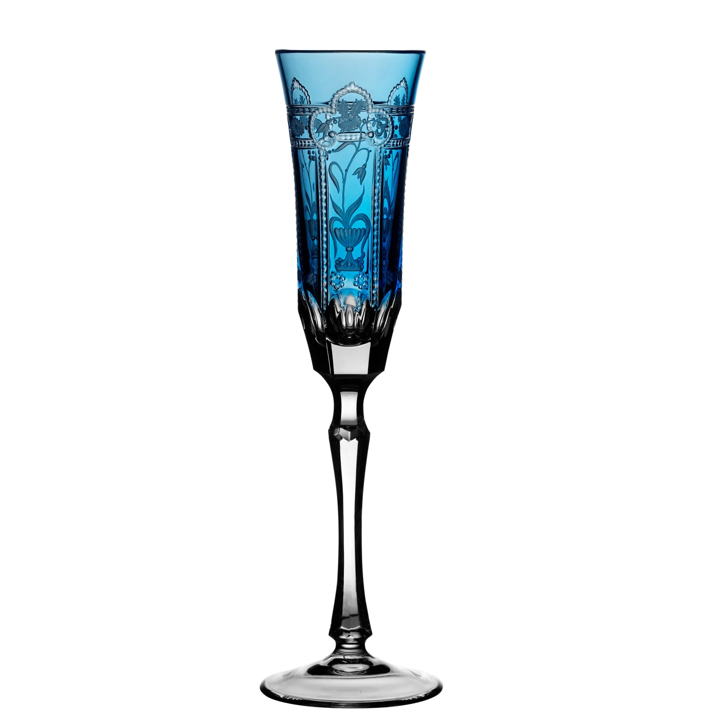 Varga Crystal Imperial Sky Blue Champagne Flute Pressed Stem