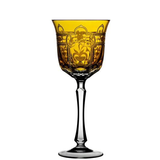 Varga Crystal Imperial Amber Water Goblet Pressed Stem