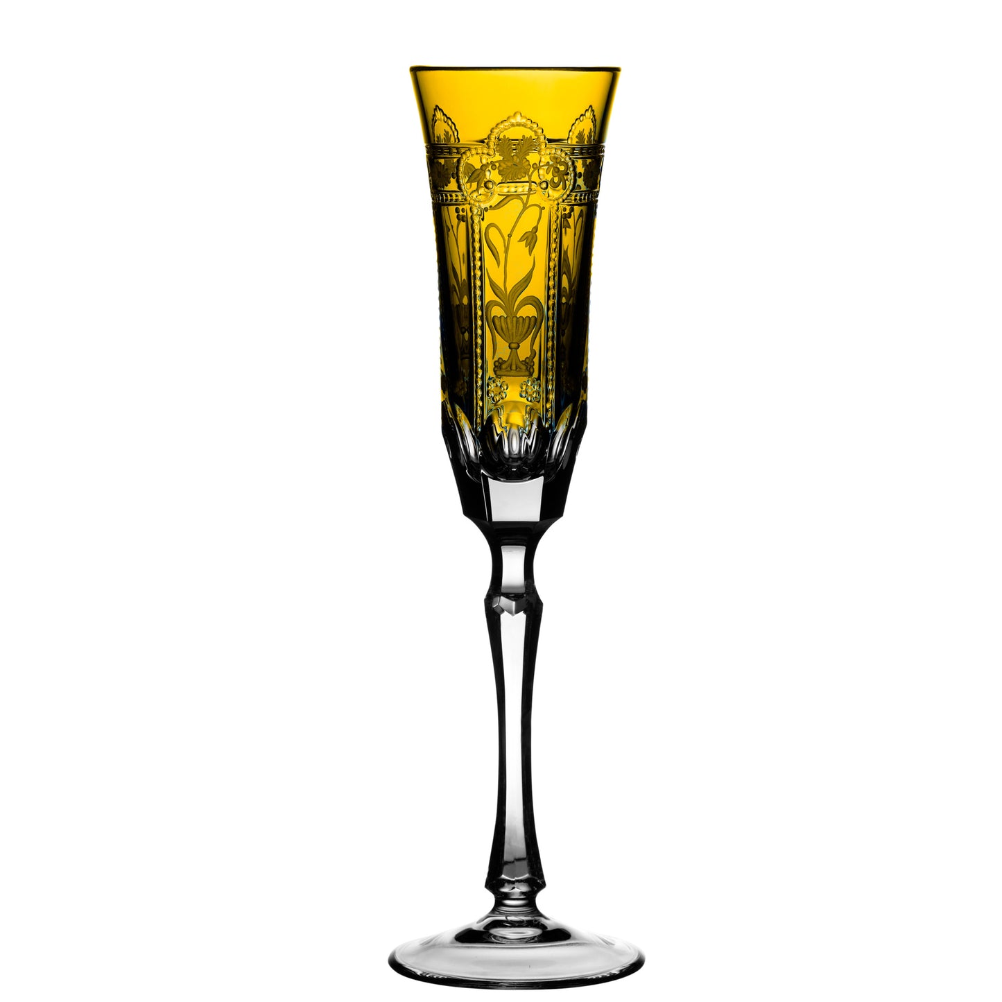 Varga Crystal Imperial Amber Champagne Flute Pressed Stem