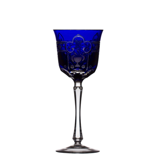 Varga Crystal Imperial Cobalt White Wine Glass Pressed Stem