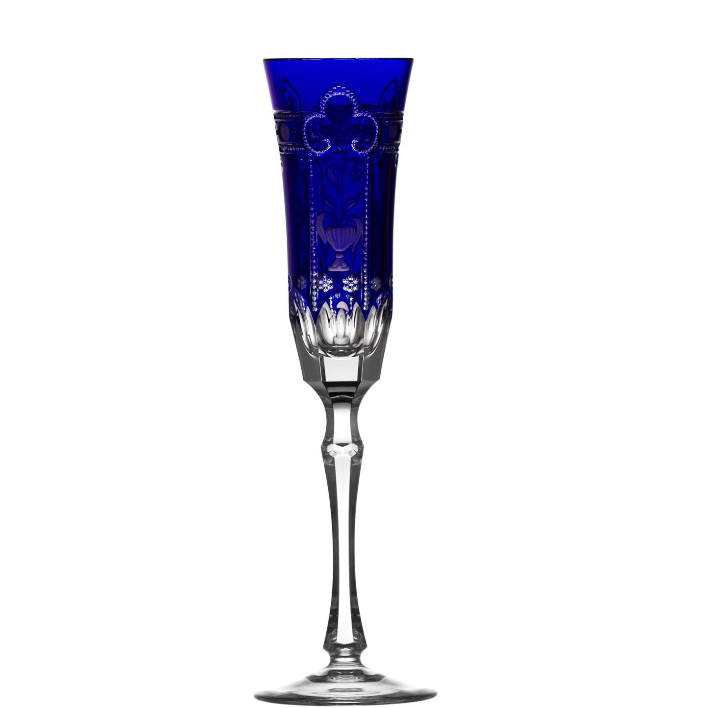 Varga Crystal Imperial Cobalt Champagne Flute Pressed Stem