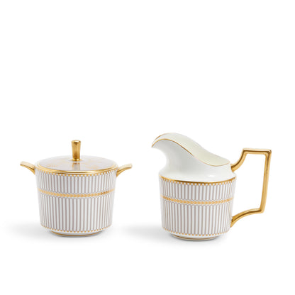 Wedgwood Anthemion Grey Sugar and Creamer