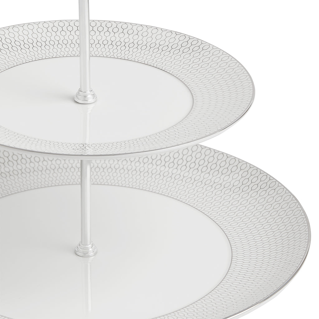 Wedgwood Gio Platinum 2 Tier Cake Stand