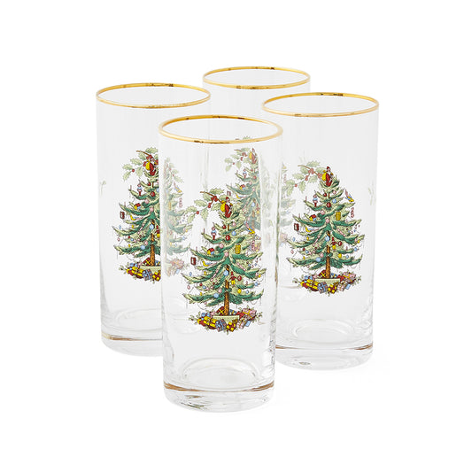 Spode Christmas Tree Highball Glass Set of 4
