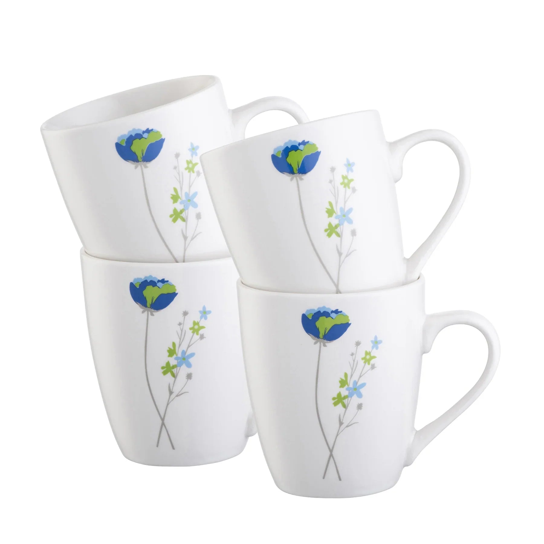 Belleek Living Indigo Bloom Mugs Set of 4