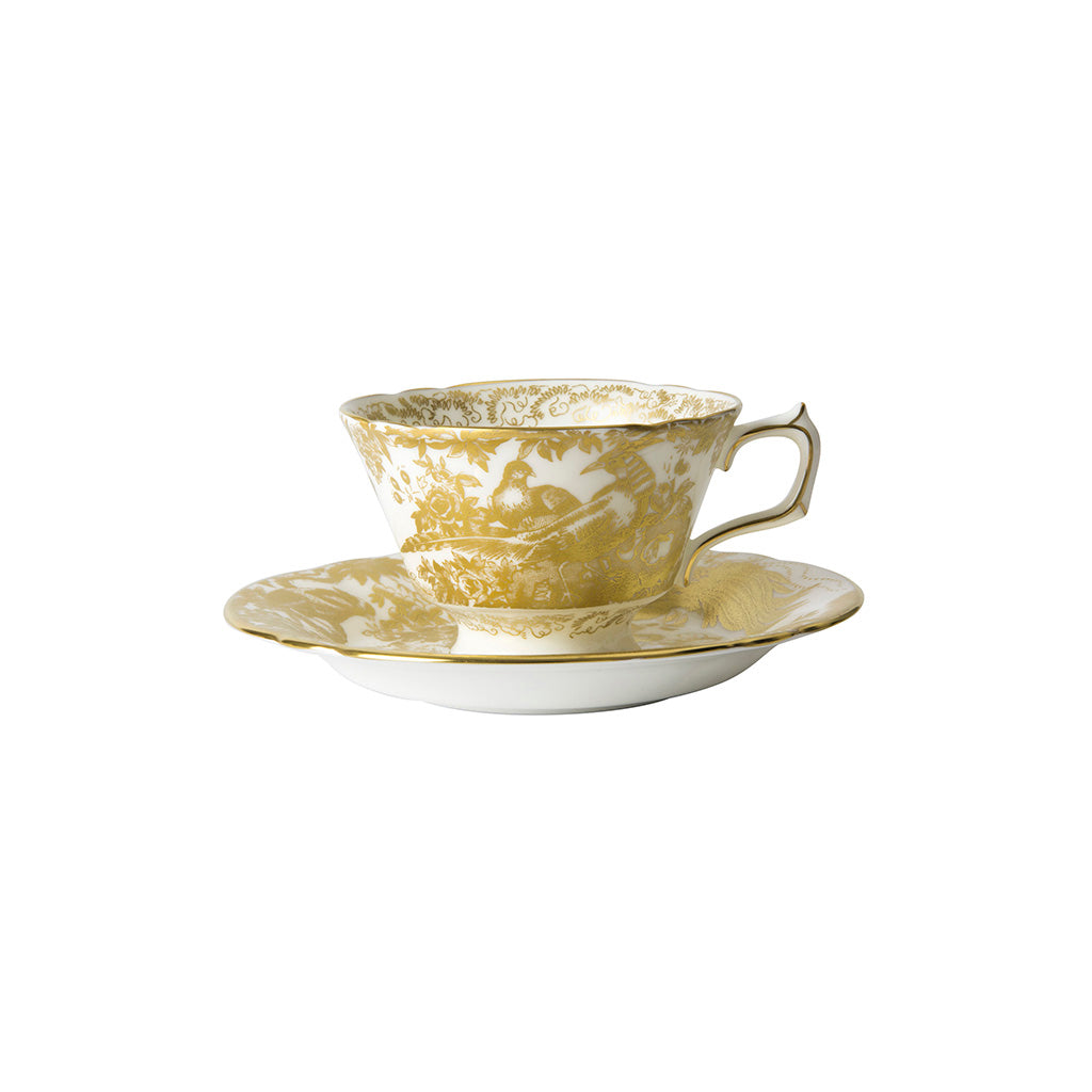 Royal Crown Derby Aves Gold Tea Cup and Saucer