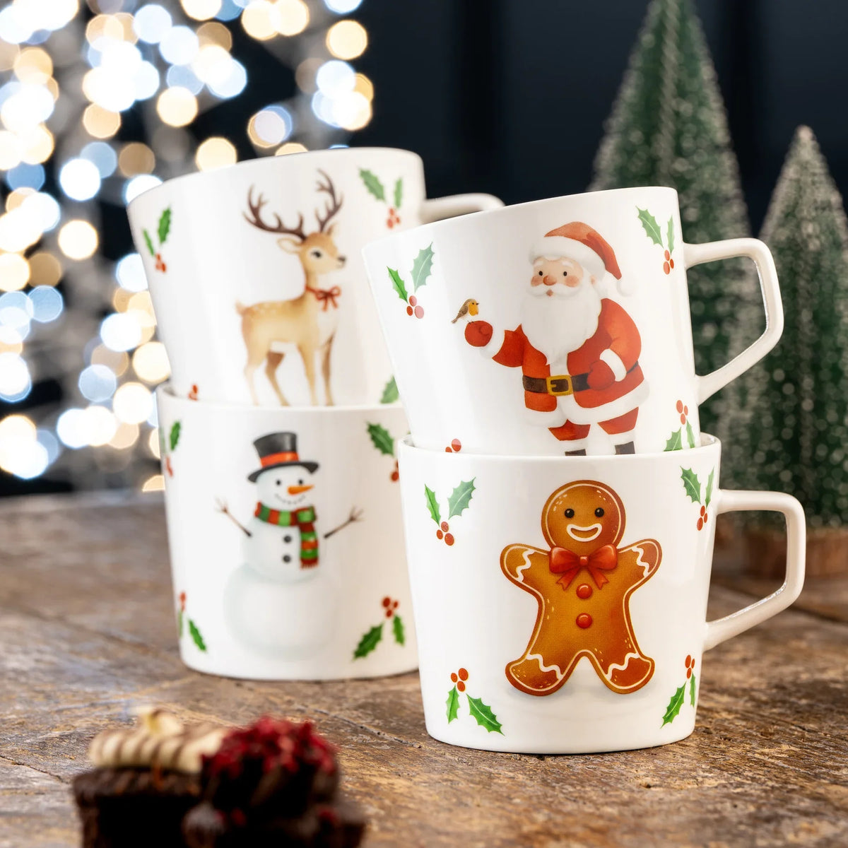 Aynsley Christmas Characters Mugs Set of 4-Goviers