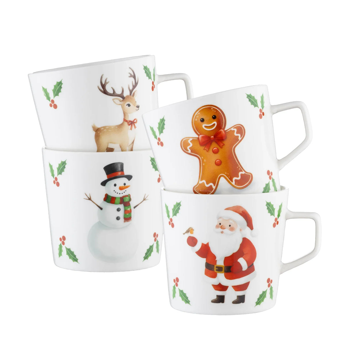 Aynsley Christmas Characters Mugs Set of 4-Goviers