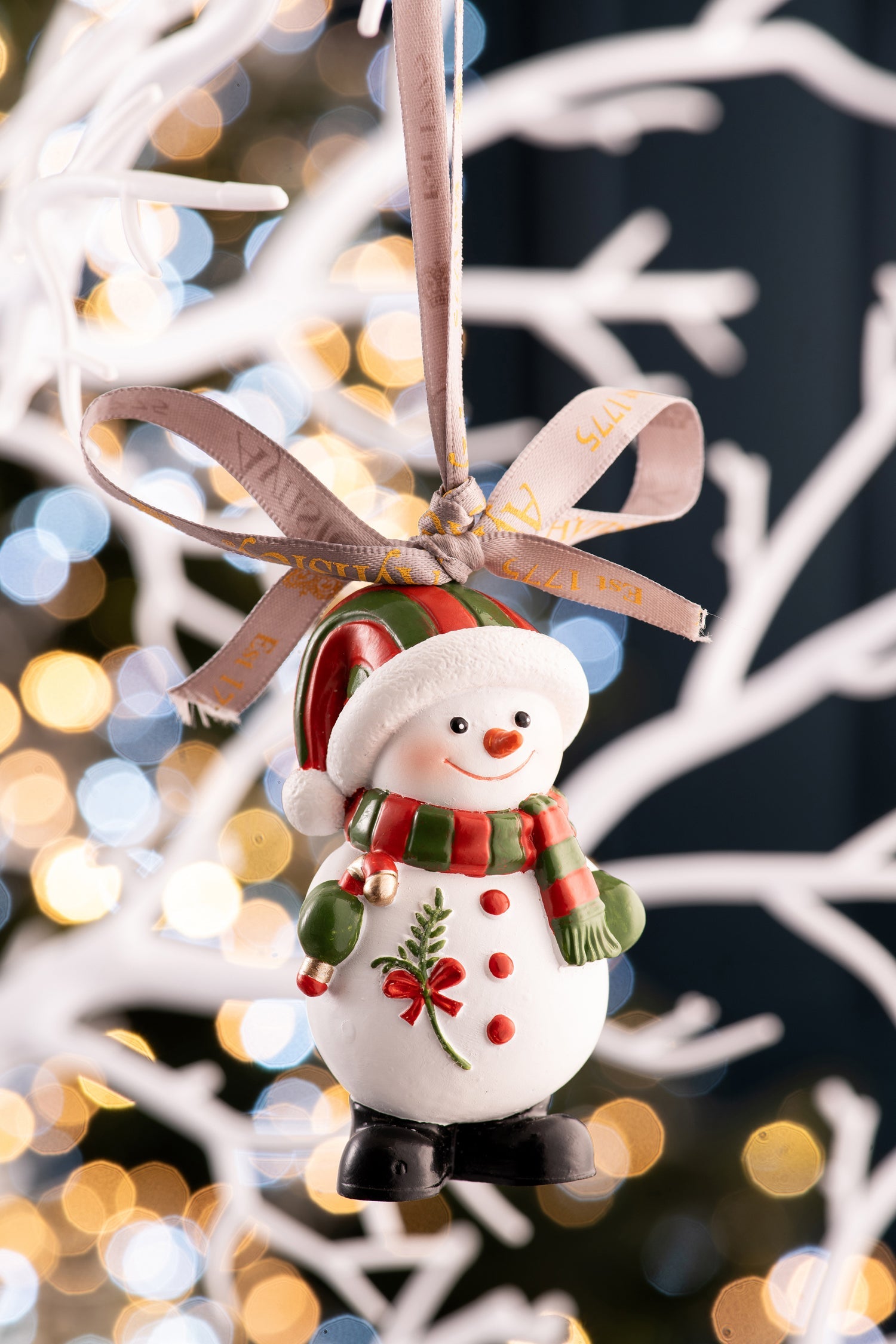 Aynsley Snowman Candy Cane Hanging Ornament