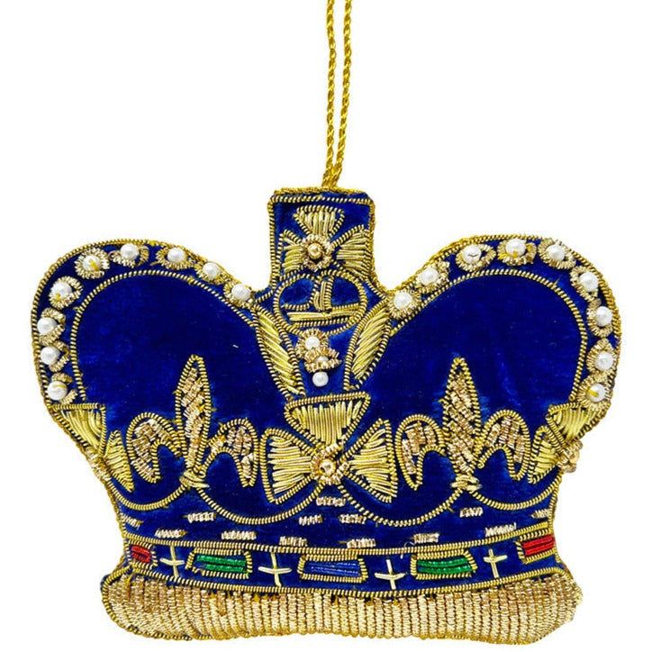 Beaded Blue Crown Ornament-Christmas Bauble-Goviers