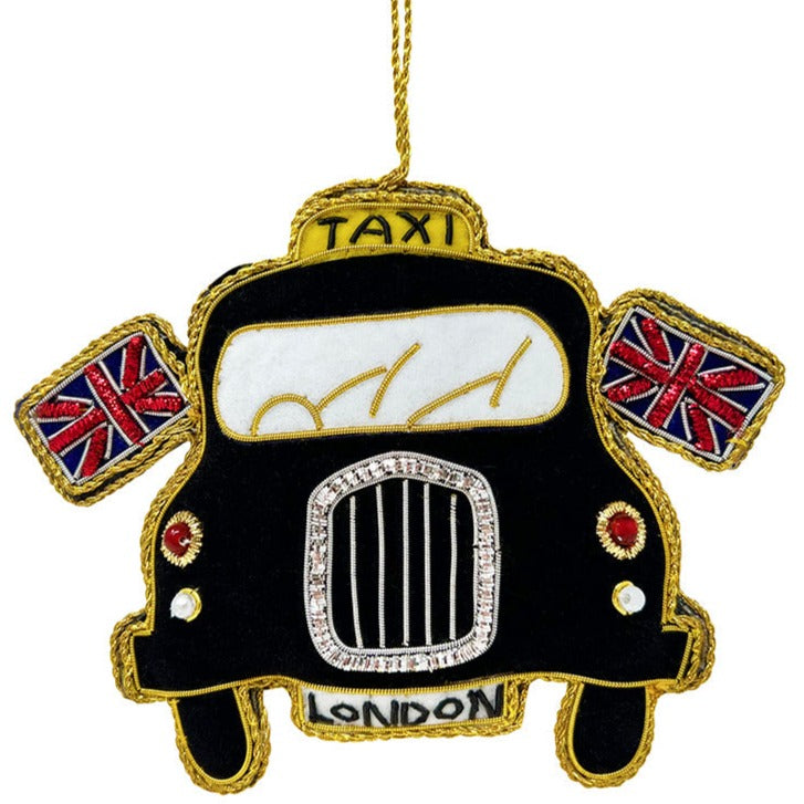Beaded London Taxi Ornament-Christmas Bauble-Goviers