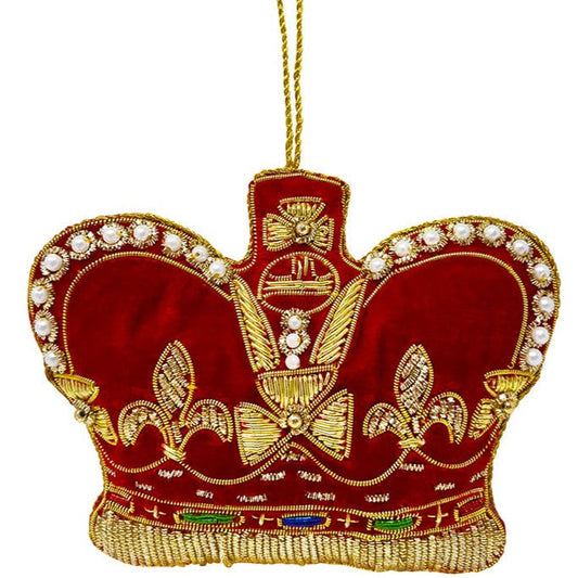 Beaded Red Crown Ornament-Christmas Bauble-Goviers