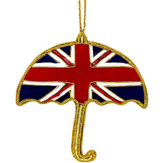 Beaded Union Jack Umbrella Ornament-Christmas Bauble-Goviers