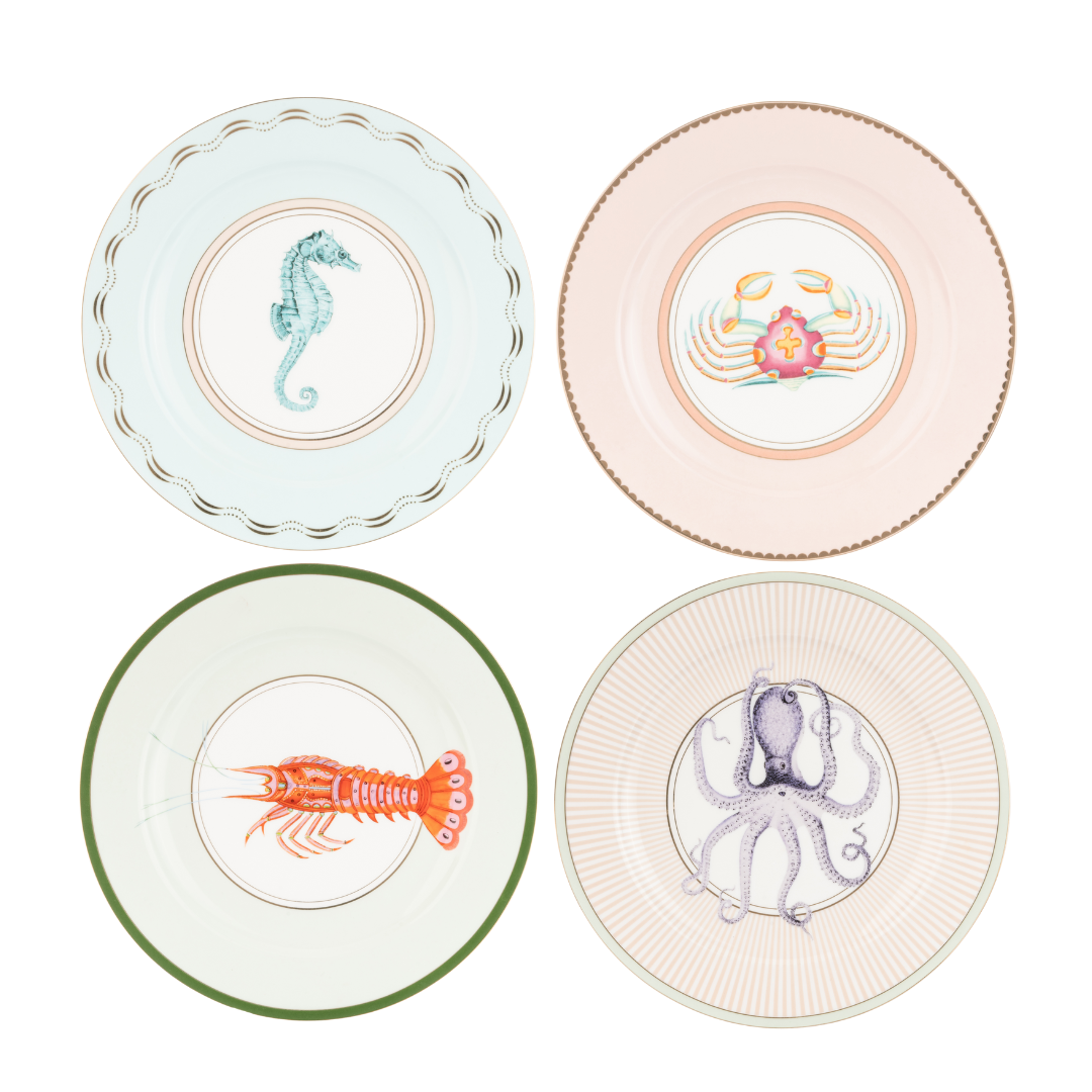 Yvonne Ellen Under The Sea Dinner Plate Set of 4