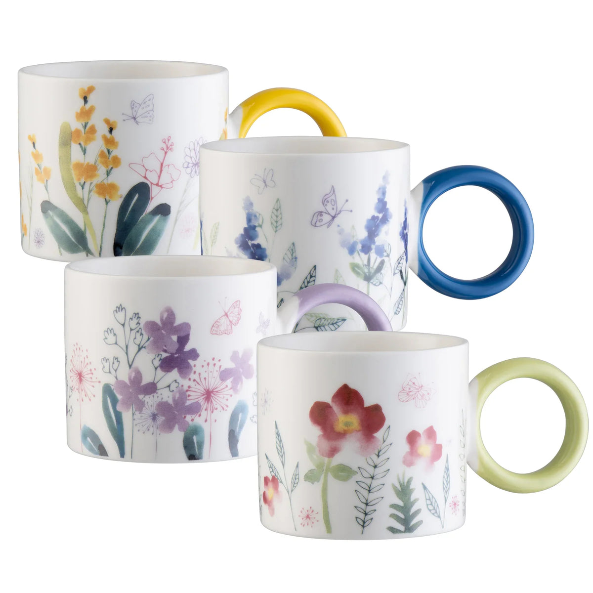 Belleek Living Wildflower Mugs Set of 4-Goviers
