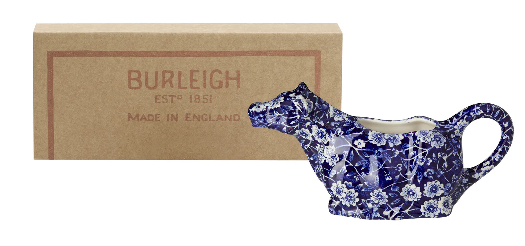 Burleigh Blue Calico Cow Creamer Boxed