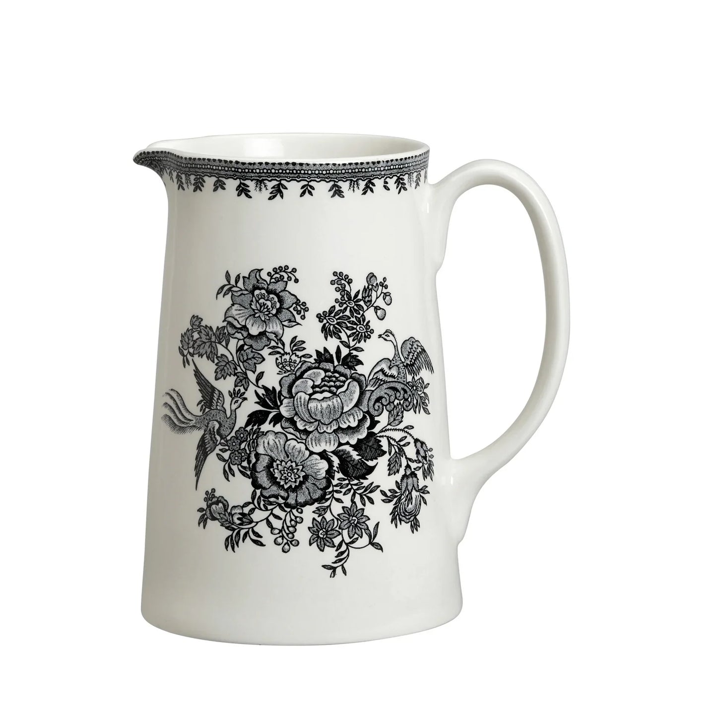 Burleigh Black & White Asiatic Pheasants Large Tankard Jug 1.1L/2pt-Goviers