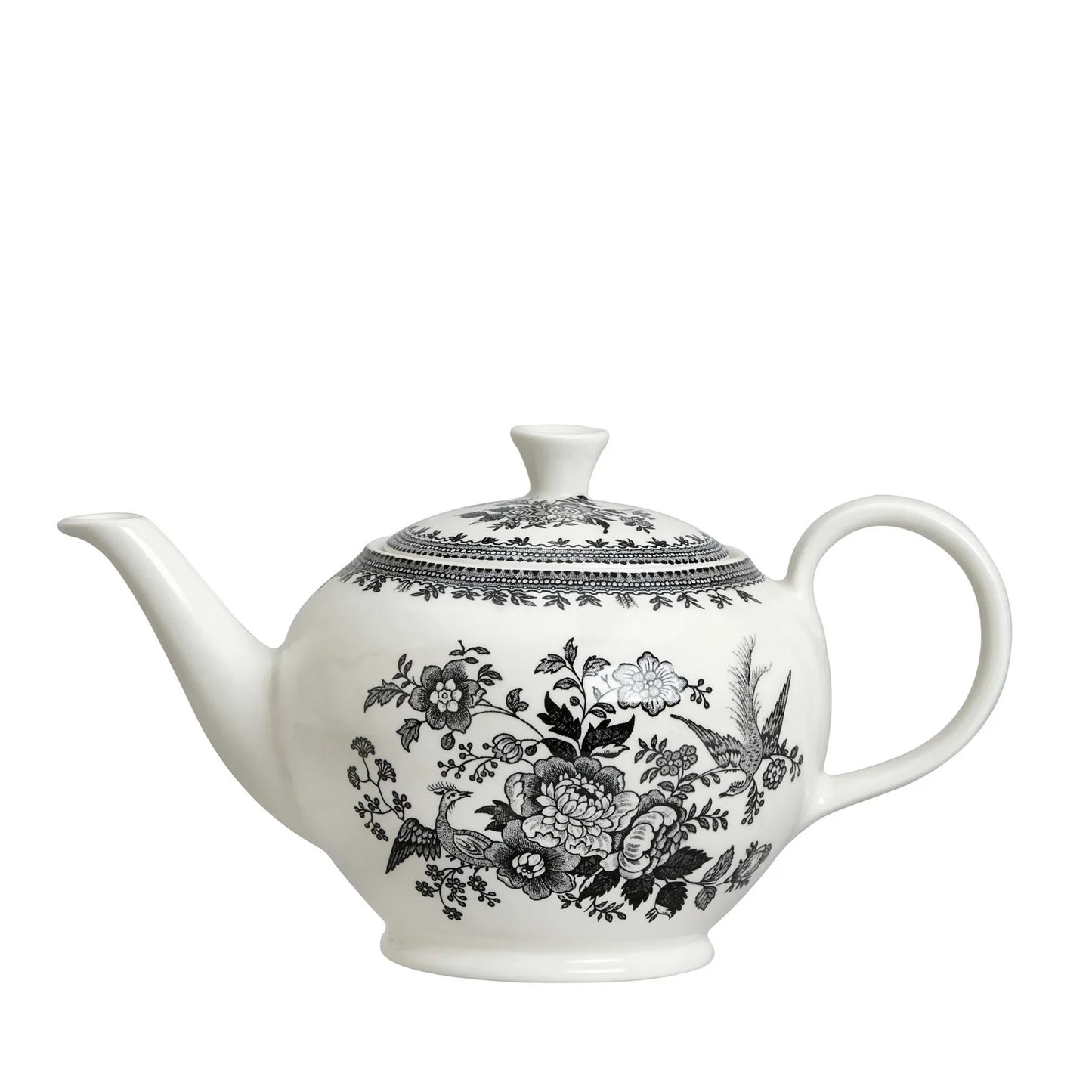 Burleigh Black & White Asiatic Pheasants Large Teapot 7 Cups 800ml/1.5pt-Goviers