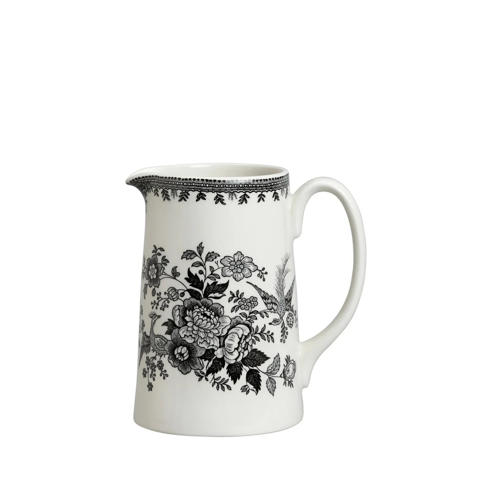 Burleigh Black & White Asiatic Pheasants Medium Tankard Jug 568ml/1pt-Goviers