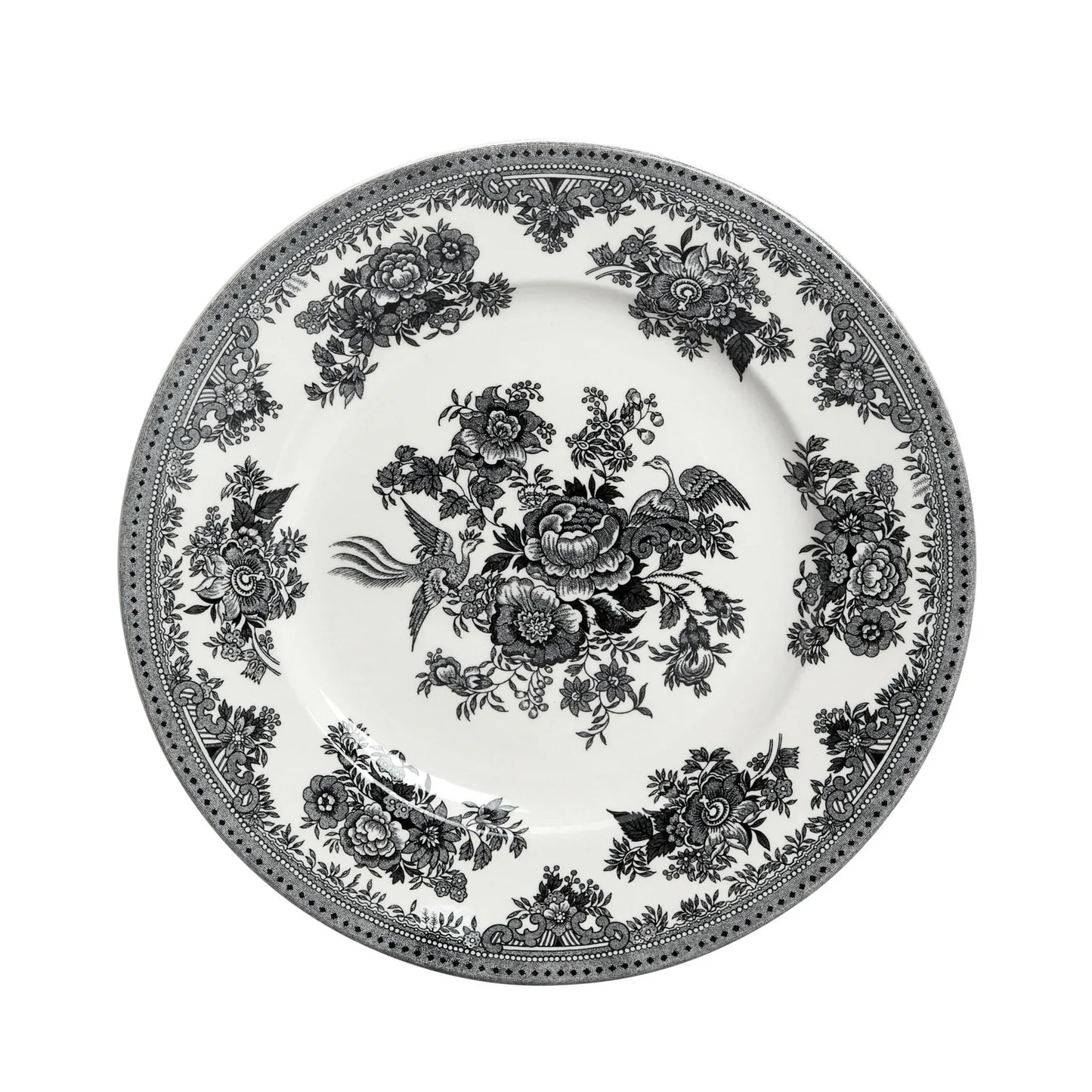Burleigh Black & White Asiatic Pheasants Plate 22cm/9"-Goviers