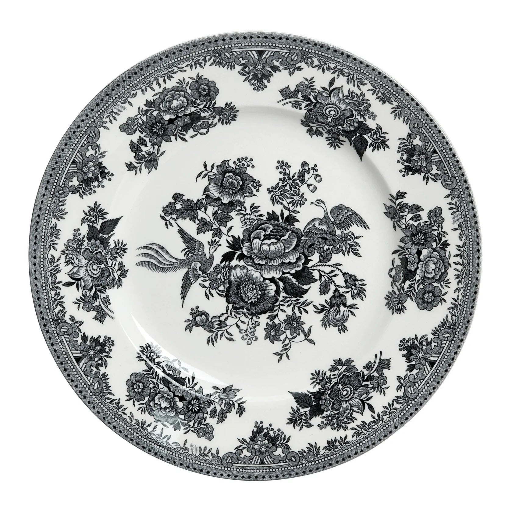 Burleigh Black & White Asiatic Pheasants Plate 25cm/10"
