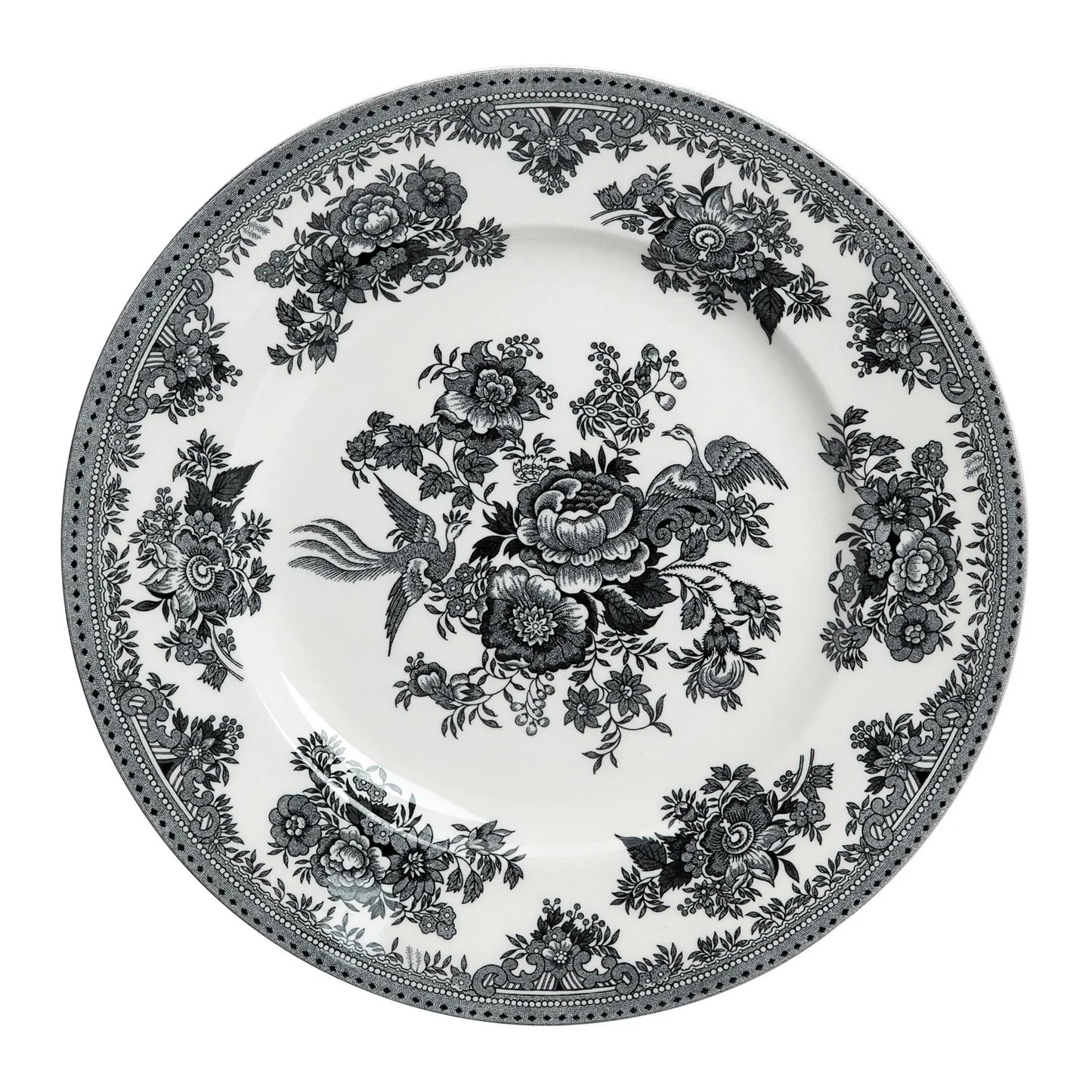 Burleigh Black & White Asiatic Pheasants Plate 25cm/10"-Goviers