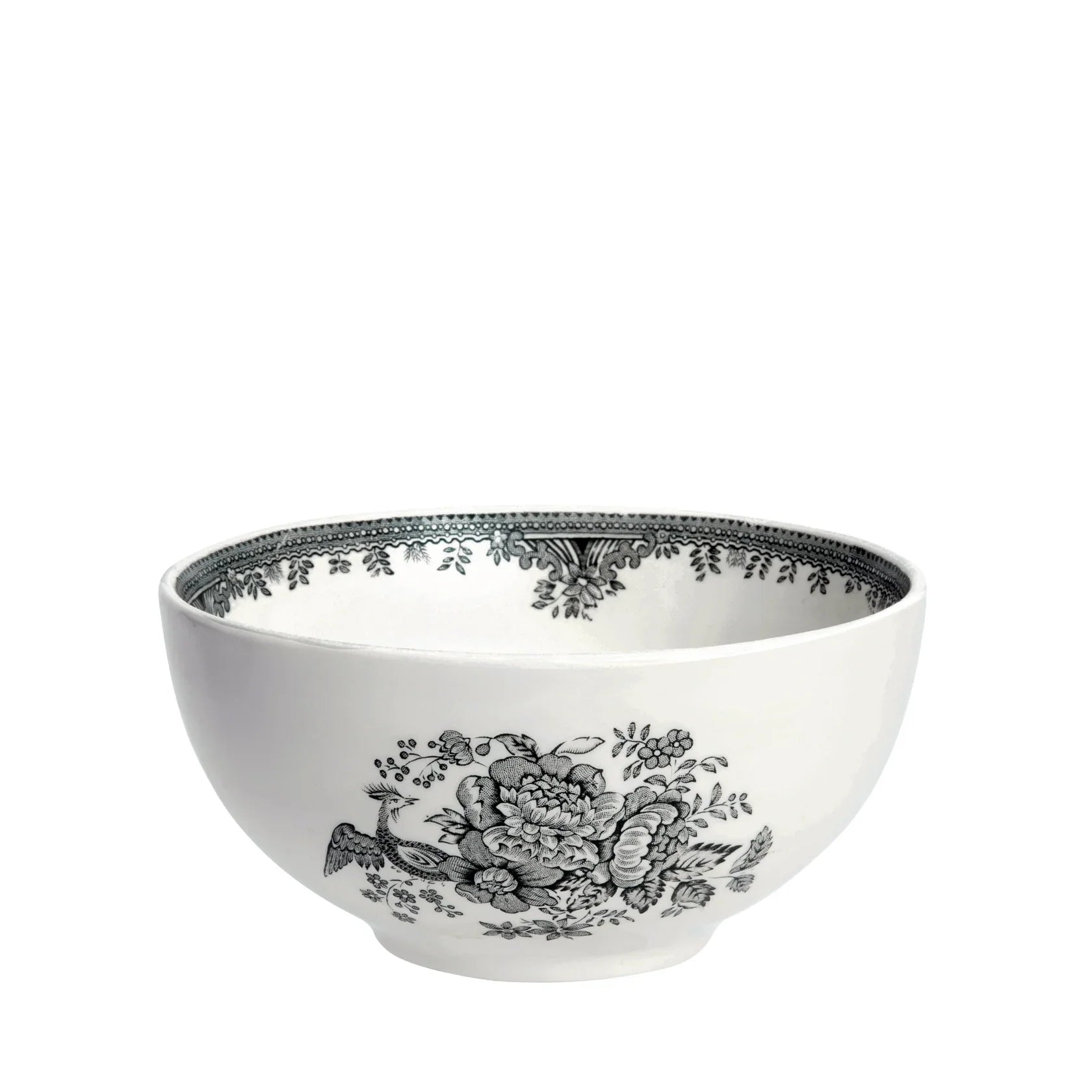 Burleigh Black & White Asiatic Pheasants Small Footed Bowl 16cm-Goviers