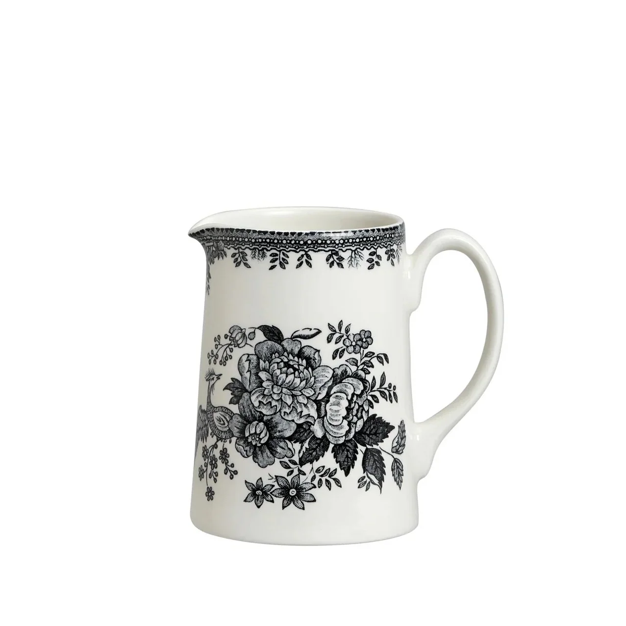 Burleigh Black & White Asiatic Pheasants Small Tankard Jug 284ml/0.5pt-Goviers