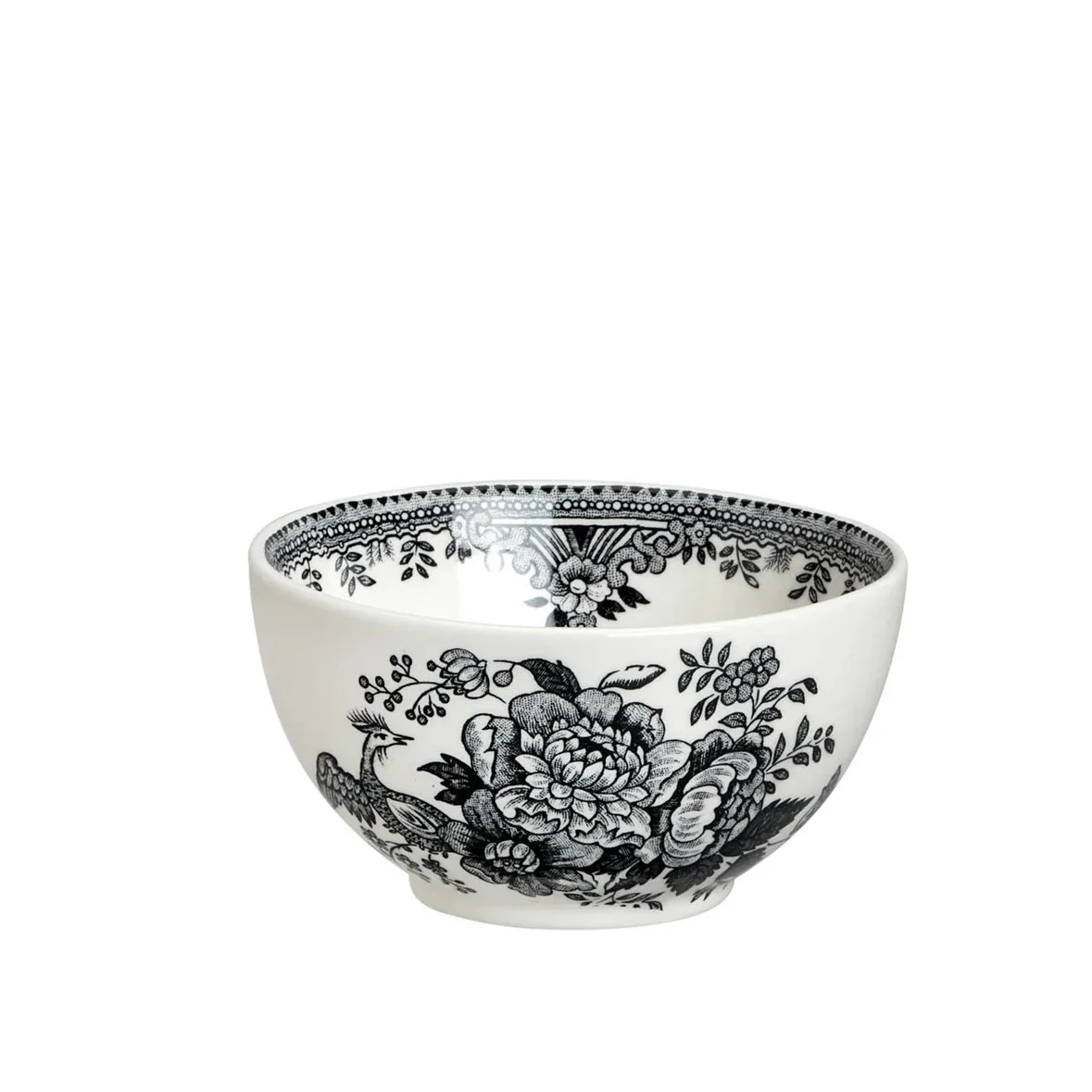 Burleigh Black & White Asiatic Pheasants Sugar Bowl Small 9.5cm/4"-Goviers