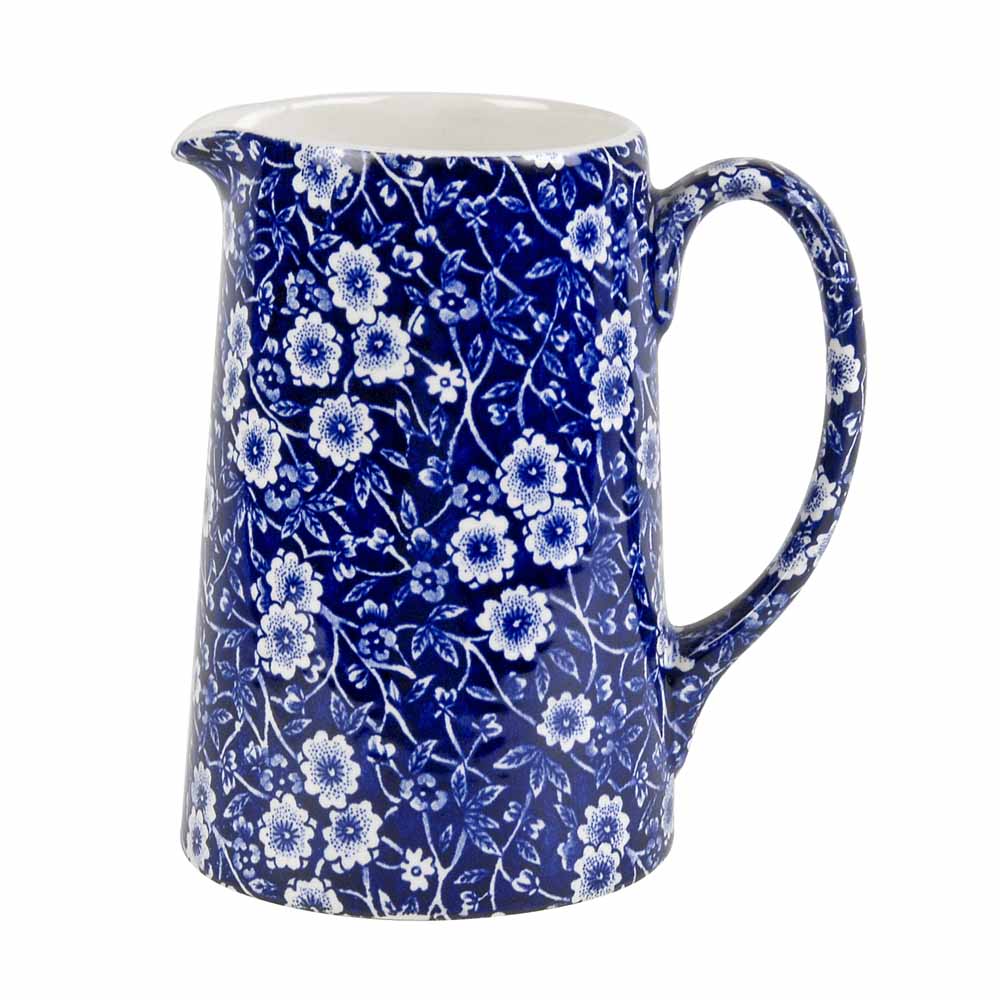 Burleigh Blue Calico Tankard Jug Medium 568ml / 1pt-Goviers