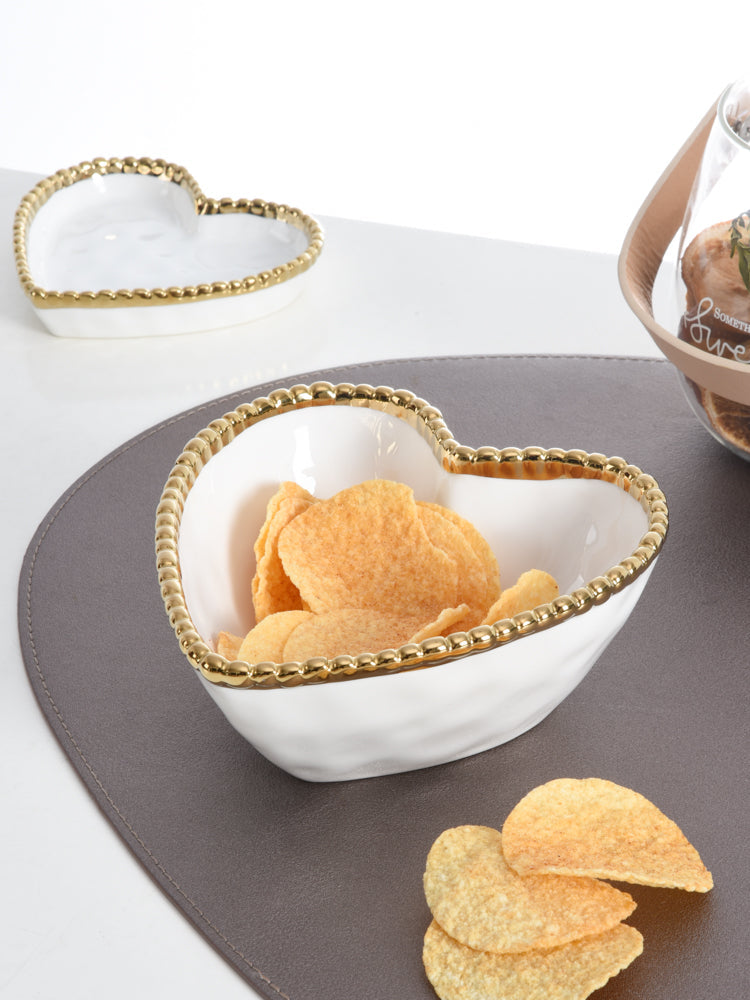 Pampa Bay Love Is In The Air Heart Bowl White With Gold Trim